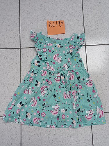 Kleid Kurzarm mit Einhörnern Gr 86/92