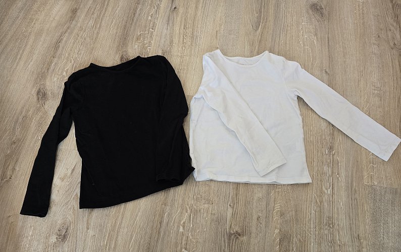 H&M Set Langarmshirt Basic schwarz weiß 110