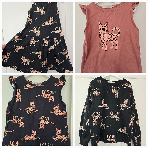 H&M Pulli Pullover  dünn T-Shirt Kleid Leop Gr 110