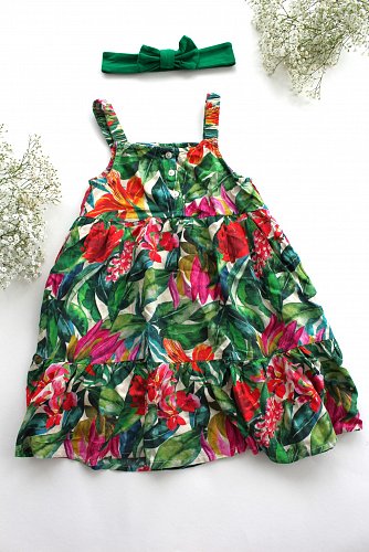 Sommerkleid aus Viskose Größe 104/110  mit Haarband
