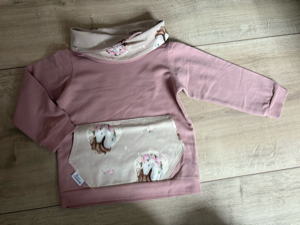 Handmade Pullover Wickelkragen Pferde 92 neuwertig