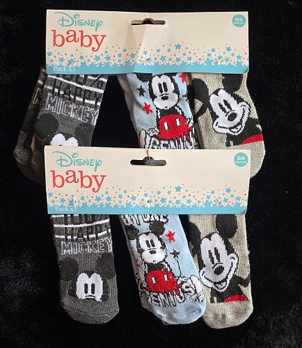 2x3 Micky Maus Socken Gr 0-6 Monate neu