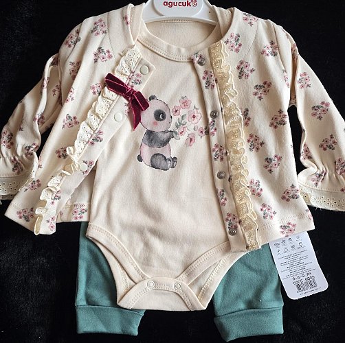 Baby Set Panda Jäckchen Body Hose neu Gr 74/80