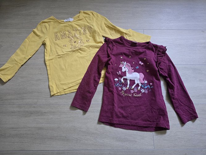 H&M Langarmshirt Einhorn gelb Burgund/lila Gr 110 for next child