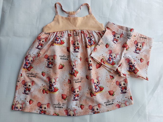 Handmade Sommer Set Kleid und Shorts 92 Neu!!