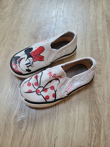 Weiße Geox Slipper Sneaker mit Minnie Maus Gr. 24 / 25