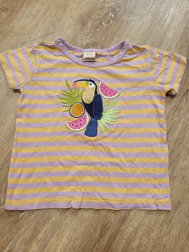 Lila gelb Gestreiftes T-Shirt mit Tukan Gr. 92
