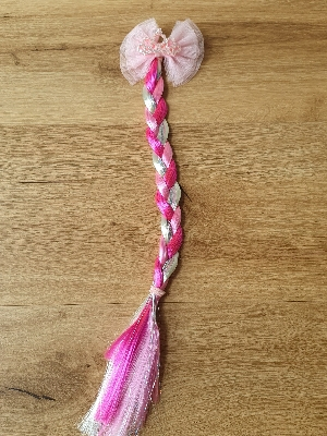 Haarklammer mit Zopf pink rosa Prinzessin