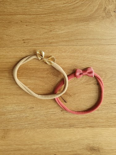 Haarband mit Schleife Gold pink
