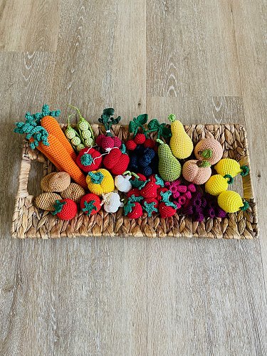 Gehäkeltes Obst und Gemüse für die Kinderküche/Kaufmannsladen Montessori