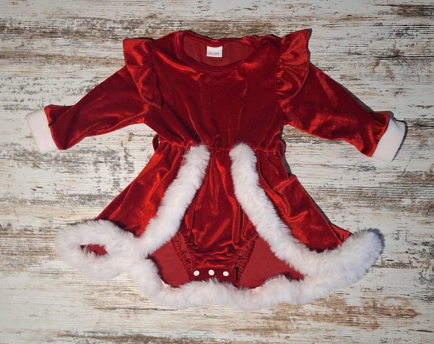 Samt-Weihnachtskleid / Body Gr. 74/80