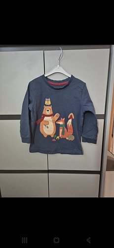 Blaues dünnes Langarmshirt gr. 92 Herbst Fuchs Igel Bär