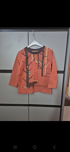 Korallenrotes dünnes Langarmshirt gr. 98 Alana Frühling Fuch Dachs Elch