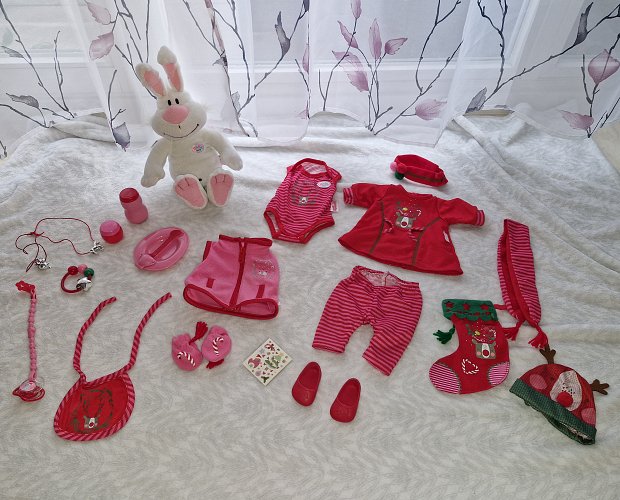 Baby Born Puppe Zubehör Kleidung Accessoires Set Weihnachten Plüsch Hase weiß