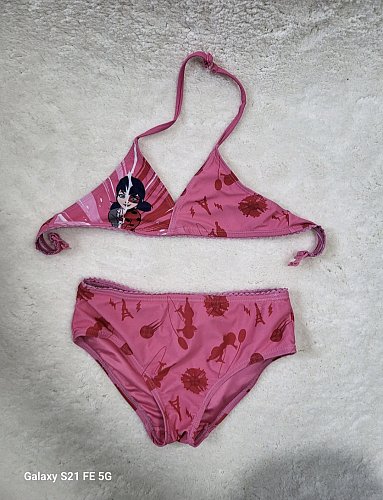 Mädchen Bikini Miraculous Ladybug Größe 122/128 – Rosa Pink – Zweiteilig – Polyester Elasthan