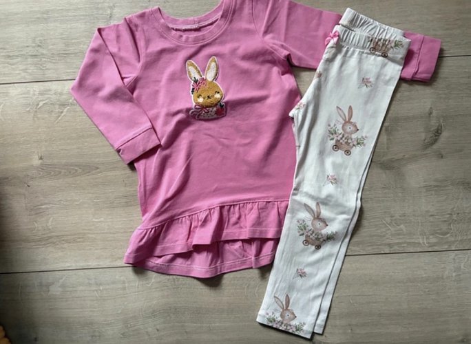 Handmade Set Häschen 98/104 Tunika/ Shirt Leggings