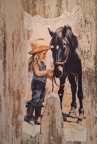 Cowgirl - Einteiler mit Pferde-Print Gr. 68