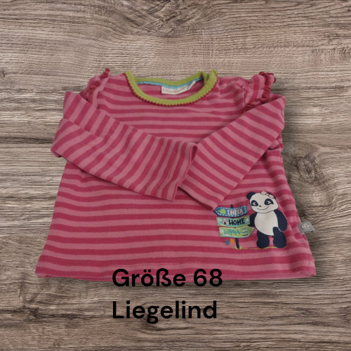 Longsleeve pink-rosa gestreift Panda  68 Liegelind