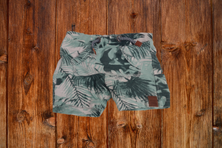 Kurze Leggings weiß-grün Palmen 80 Dirkje
