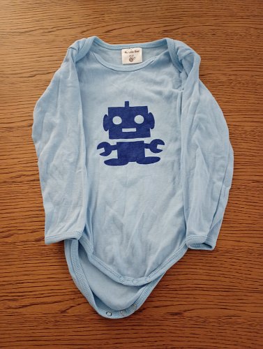 Langarmbody hellblau mit Roboter 86/92 My little Bear