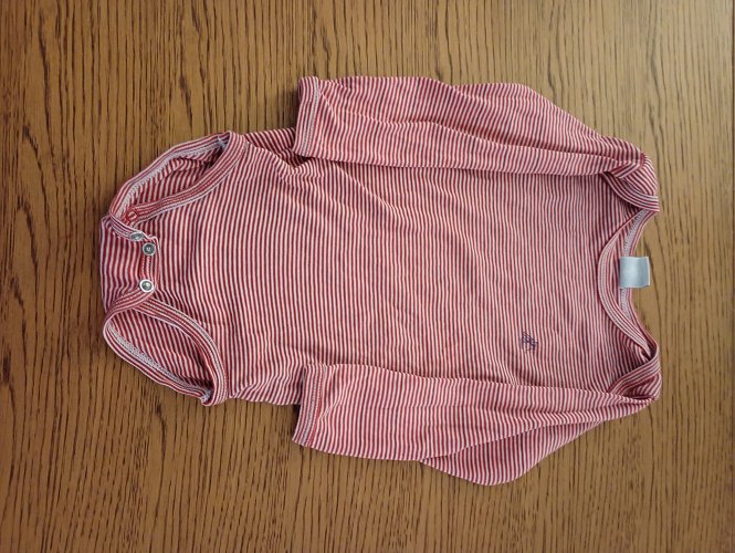 Langarmbody rot-weiß gestreift 86 Petit Bateau