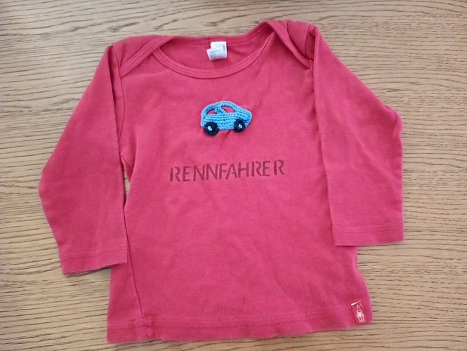 Langarmshirt rot Rennfahrer Gesticktes Auto 80 American Apparel